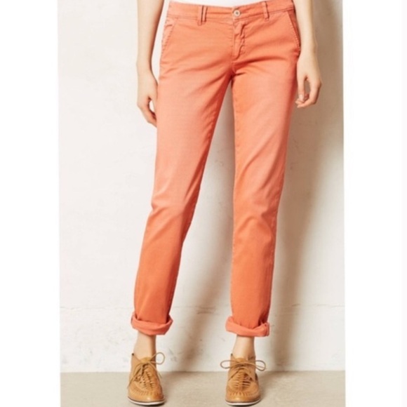 NWT Anthro Pilcro and the Letterpress Stet Chinos orange 27 - Picture 1 of 7